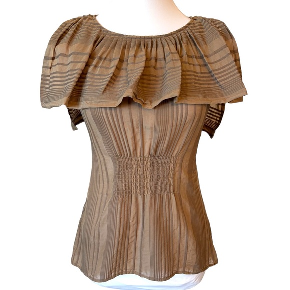 BCBGMAXAZRIA Beige Stripe Open Back Top XS - Picture 2 of 9